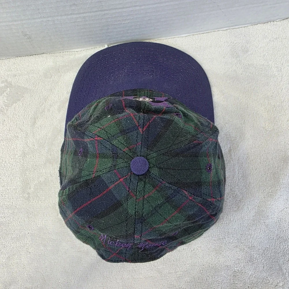 Vintage Plaid Mickey Mouse Snapback Hat Goofy's Hat Disney Green Blue USA‎ Made